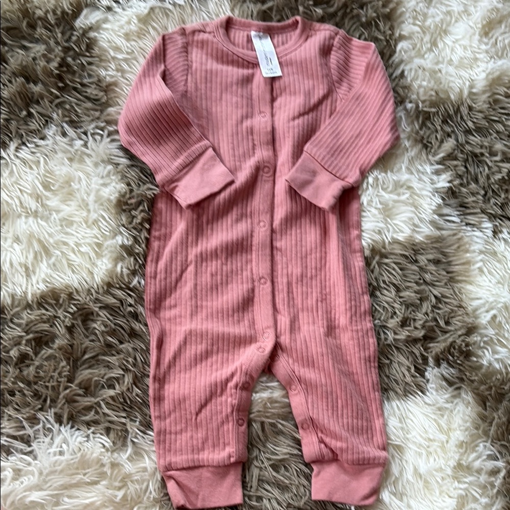 Pink Ribbed Kids One Piece